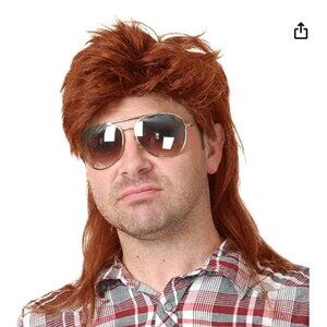 Orange Red Head Synthetic Hair Mullet Wig 80s Rocker Costume Cosplay